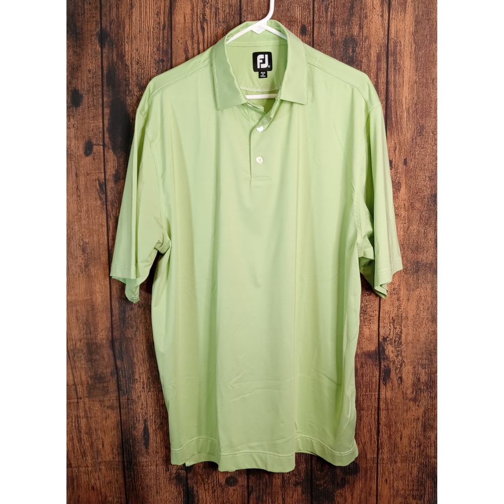 FootJoy ProDry Golf Polo Shirt Mens XL Lime Green Striped Short Sleeve Athletic